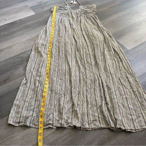 Promesa Halter Midi Dress Black Cream Back Tie Boho Vacation - Picture 9 of 12